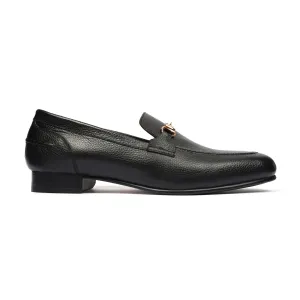 Kofu - Men's Black Pebble Grain Leather Loafer