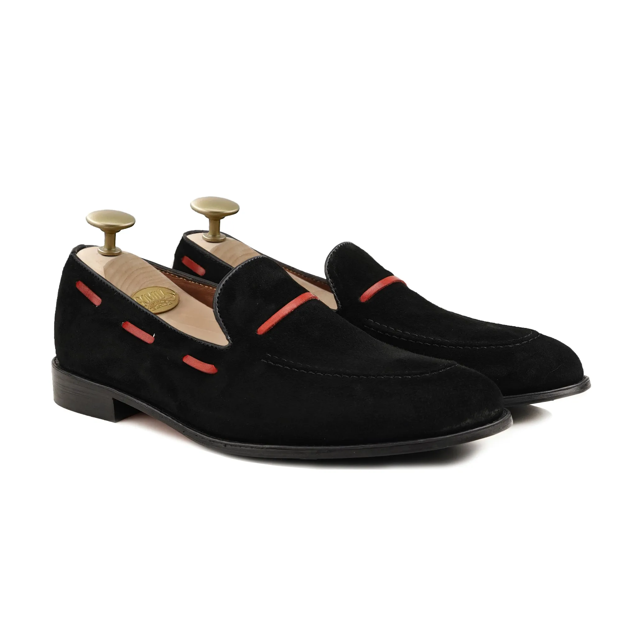 Alcamo - Men's Black Kid Suede Loafer