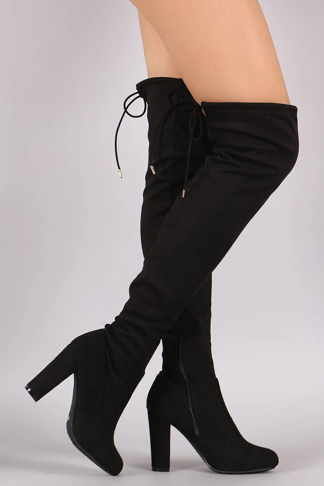 Bamboo Fitted OTK Chunky Heel Boots