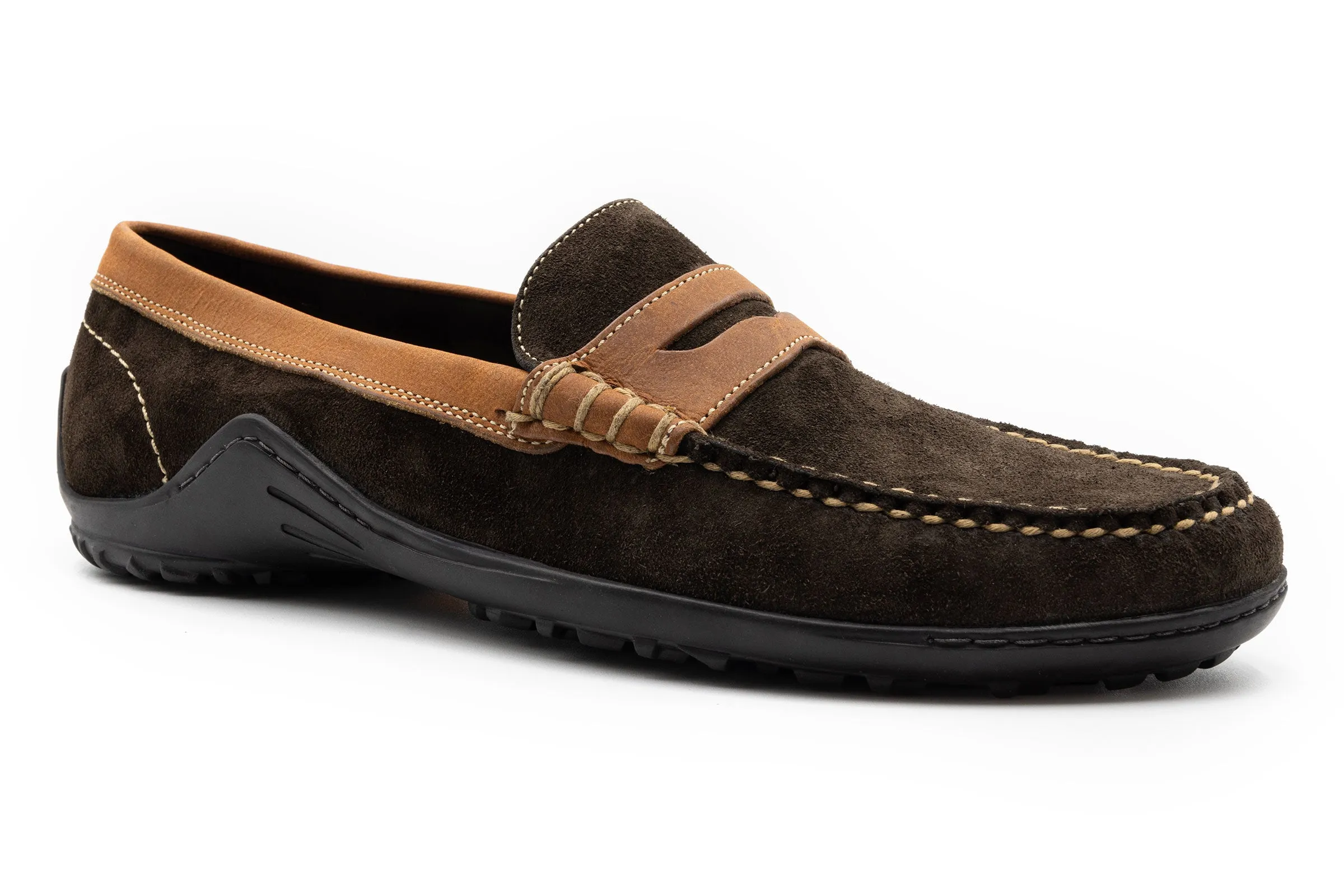 Bill Safari Kudu Suede Penny Loafers - Chocolate