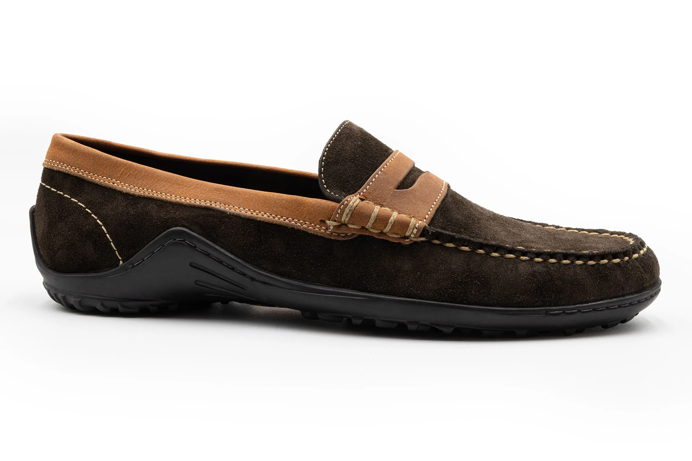 Bill Safari Kudu Suede Penny Loafers - Chocolate