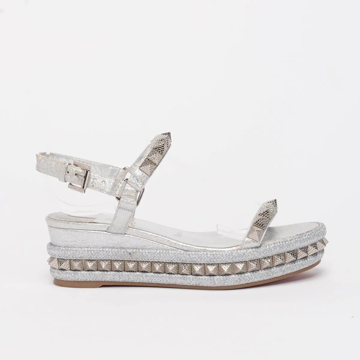 Christian Louboutin Silver Studded Pyraclou Sandals 36