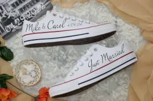 Custom Low Top White Converse Wedding Sneaker - Custom Chuck Taylor Converse Shoe