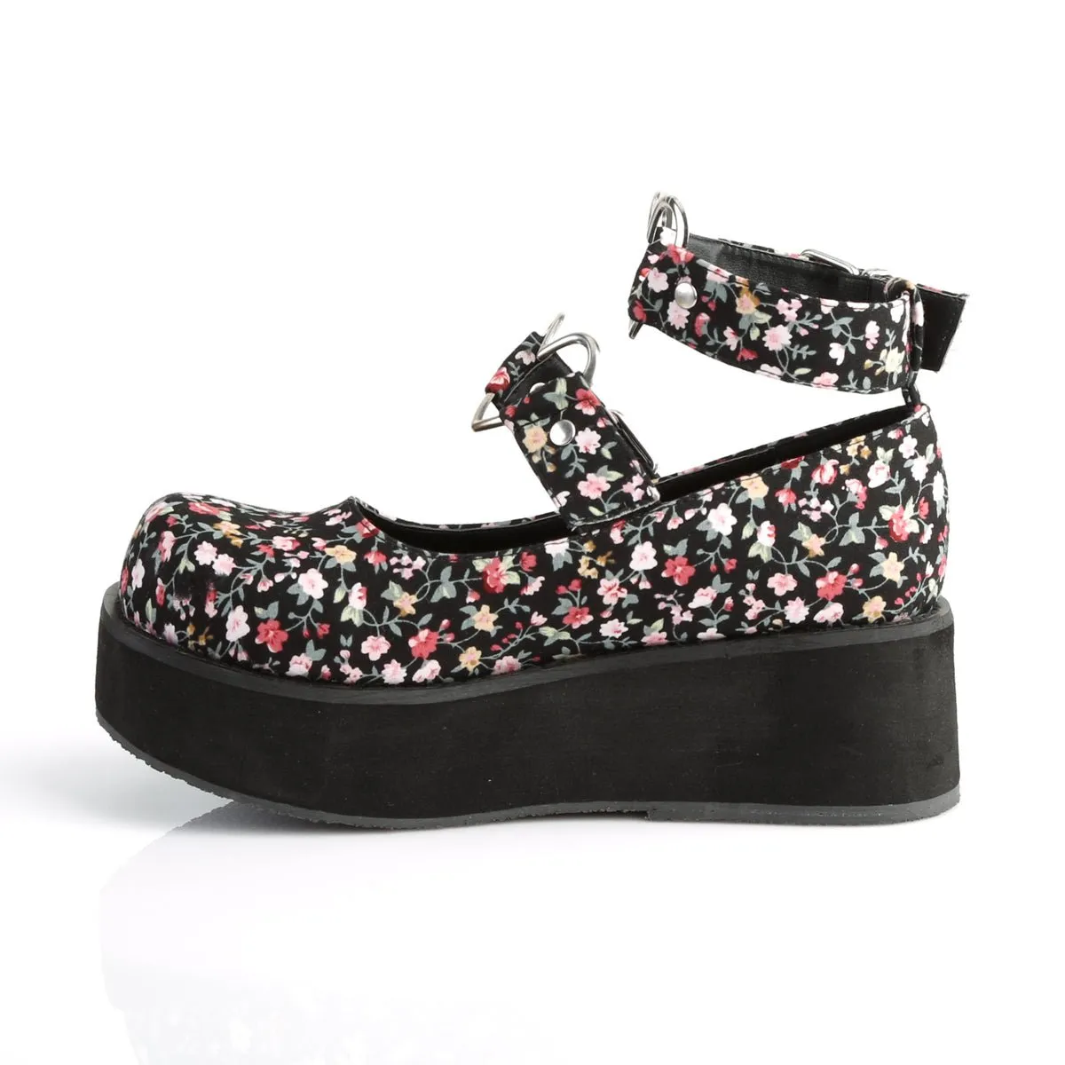 Demonia SPRITE-02 | Floral Fabric Mary Janes