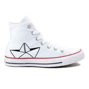 Go with the Float! White High Tops - Custom Converse Shoes