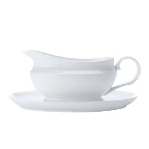 Gravy Boat & Saucer - White