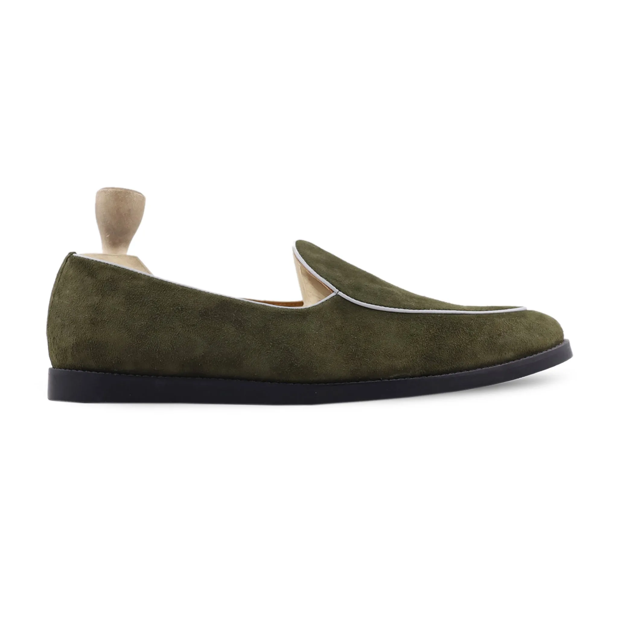 Hotaru - Men's Olive Green Kid Suede Loafer