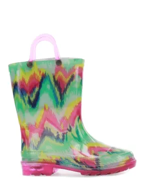 Kids Tie Dye Party Lighted Rain Boot - Multi