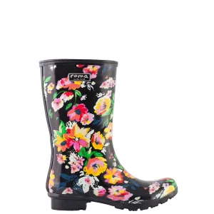 Roma Black Floral Boots