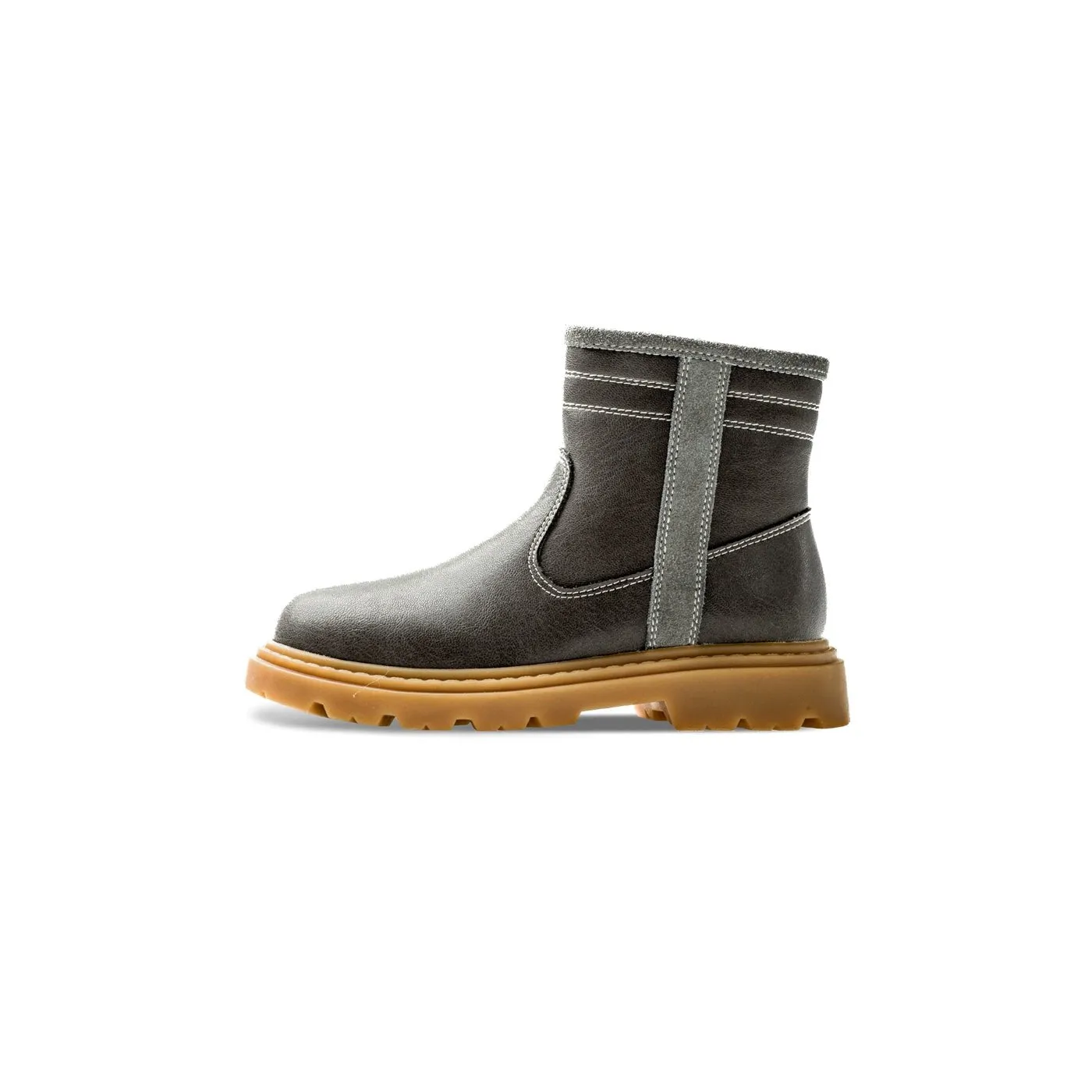 Trim Line Side Zip Anti-slip Kids Charcoal Casual Boots